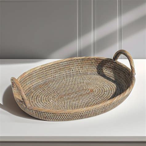 Rattan Island Rattan Morning Tray Set With Glass Insert Direct From