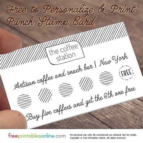 This Free Personalized Loyalty Punch Card Utilises A Simple Hand