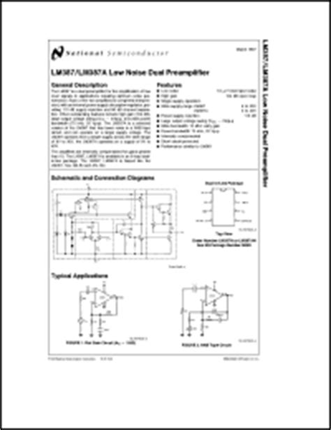 LM387 Datasheet - LM387/LM387A Low Noise Dual Preamplifier from ...