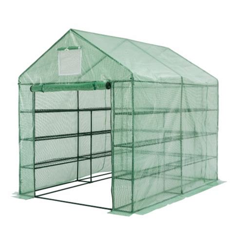 Glitzhome Sq Ft Portable Pvc Walk In Greenhouse Three Tier