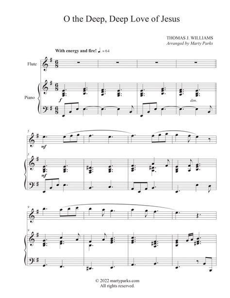 O The Deep Deep Love Of Jesus Flute Piano By Marty Parks Flute Solo Digital Sheet Music