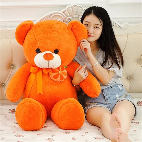 Big New Plush Orange Teddy Bear Toy Stuffed Orange Bear Doll Pillow