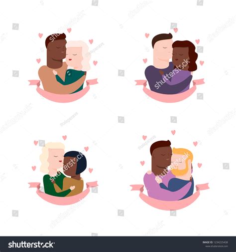 Vector Set Interracial Couples Heterosexual Homosexual Stock Vector