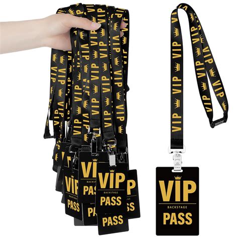 Perkoop 25 Sets Vip Badge Lanyards With Plastic Vip Pass Cards Vip Lanyards Black