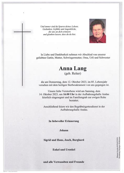 Anna Lang Bestattung Hitzinger Ihr Bestatter Im Raum Neusiedl Am See