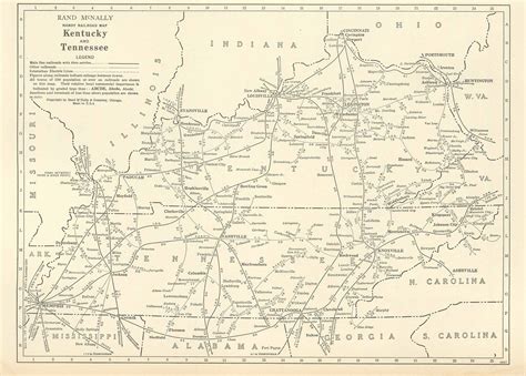 McNally's 1928 Railroad Map of Tennessee & Kentucky - Art Source ...