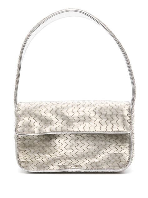 Staud Tommy Beaded Shoulder Bag Silver Farfetch Au