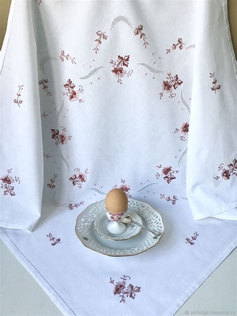 Винтаж: Скатерть-салфетка «Винтажная Розетка» с вышивкой и мережкой ...