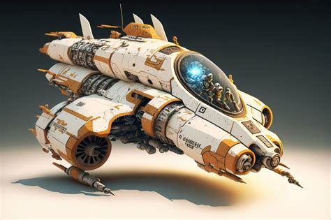 Wondrous Futuristic Small Sci Fi Space Racer With Engine For Space