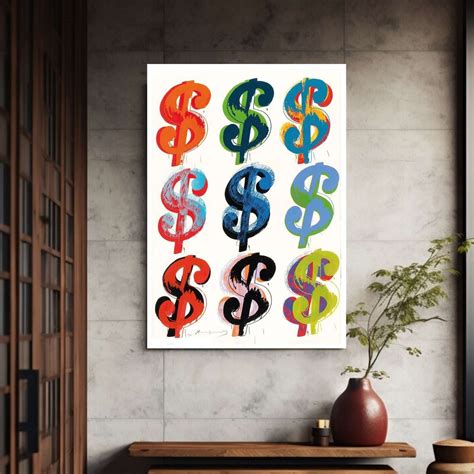 rare andy warhol dollar sign pop art canvas wall art print ready