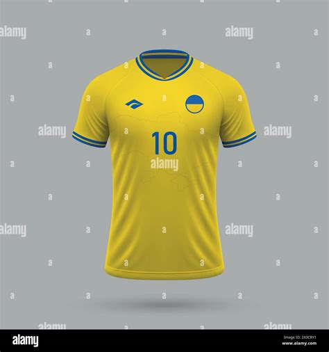 D Realistic Soccer Jersey Ukraine National Team Shirt Template For