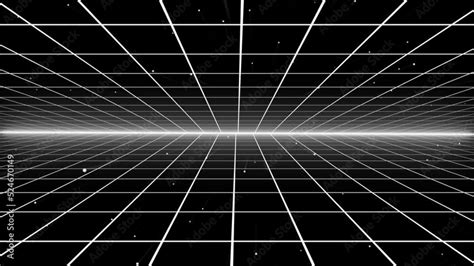 Retro Style 80s Sci Fi Background Futuristic With Laser Grid Landscape