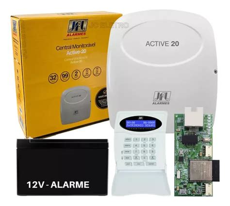 Kit Alarme Monitorado Active Ethernet Wifi Aplicativo Jfl Cor Branco