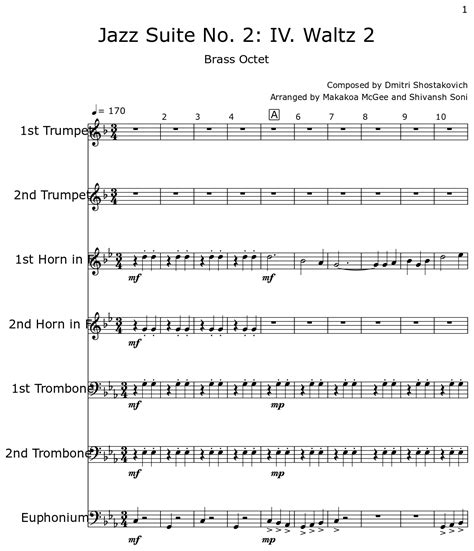 Jazz Suite No 2 Iv Waltz 2 Sheet Music For Trumpet Horn In F