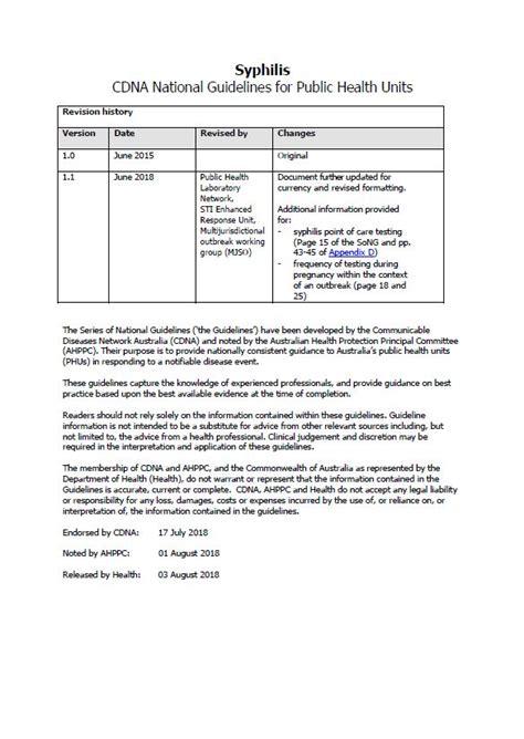 Syphilis Cdna National Guidelines For Public Health Units