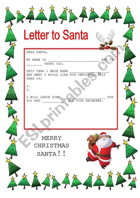 Letter To Santa Esl Worksheet By Lorelay