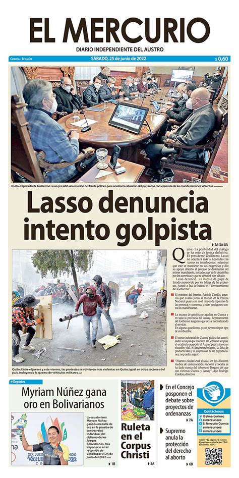 Diario El Mercurio On Twitter Portada Impresa Del 25 Junio 2022