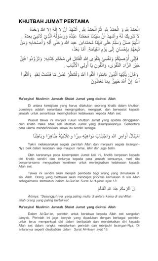 Khutbah Jumat Pertama Pdf