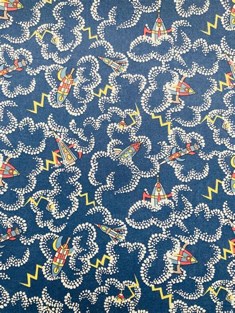 Novelty Dark Blue And White Liberty Tana Lawn Fabric Called Rocket