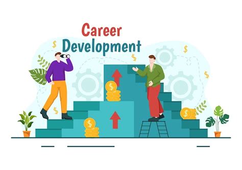 Premium Vector Career Development Vector Illustration With Ladder To