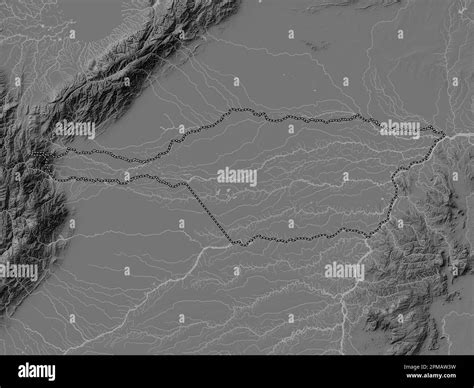 Apure, state of Venezuela. Bilevel elevation map with lakes and rivers Stock Photo - Alamy