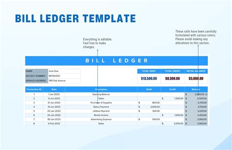 Bill Ledger Template in Excel, Google Sheets - Download | Template.net