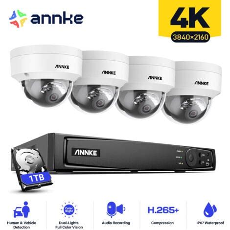 ANNKE Kit de vidéosurveillance extérieur 4K PoE résistant au vandalisme