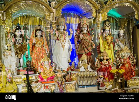 Statuary Of Gods On An Altar In The Shri Lakshmi Narayan Mandir Stock