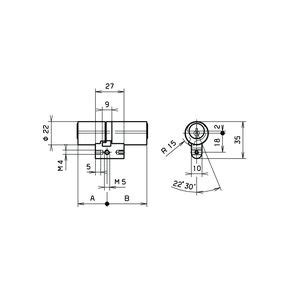 DORMAKABA KABA 8 Cylindre double RZ ferm diff 3 clés 1515A 27 5 37 5 SFS