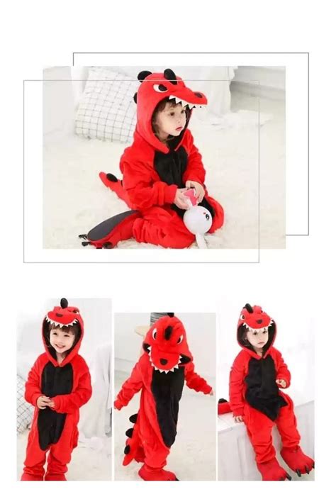 Pijama Mameluco Dinosaurio Rojo Infantil Disfraz Kawai Ni O Env O Gratis