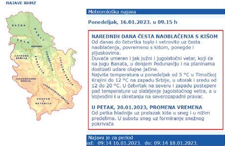 RHMZ Upozorava Na Obilne Padavine Telegraf Rs