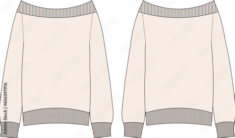 Sweater Technical drawing flat sketch, Template Flat Sketches, Fashion ...