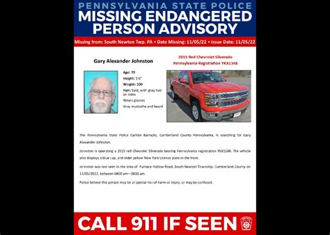 Missing 79 Year Old Man May Be At Special Risk State Police