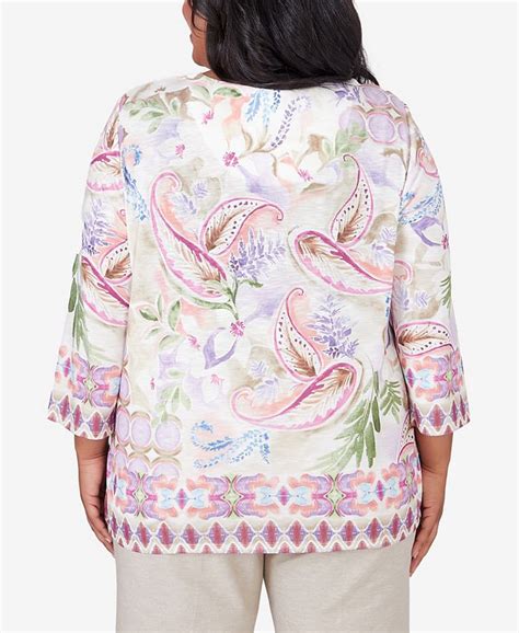 Alfred Dunner Plus Size Garden Party Paisley Floral Border Top Macys