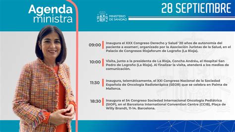 Ministerio De Sanidad On Twitter Esta Es La Agenda De La Ministra