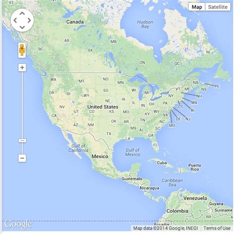 Centering a Google Map on America