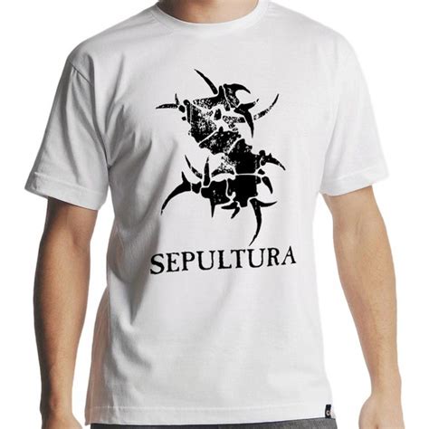 Camiseta Banda Rock Sepultura Masculina Branca Camiseta Rock Brasileiro