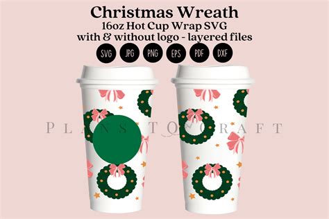 Christmas Wreath Oz Hot Cup Wrap SVG Graphic By Planstocraft Creative Fabrica