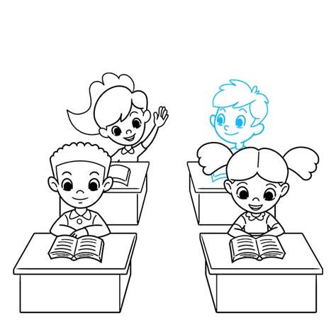 How to Draw Kids in Classroom Cartoon - Really Easy Drawing Tutorial