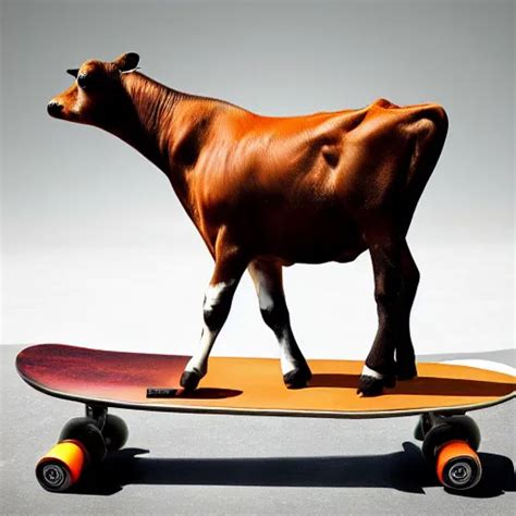 Cow Riding A Skateboard 4k Photorealistic Stable Diffusion Openart