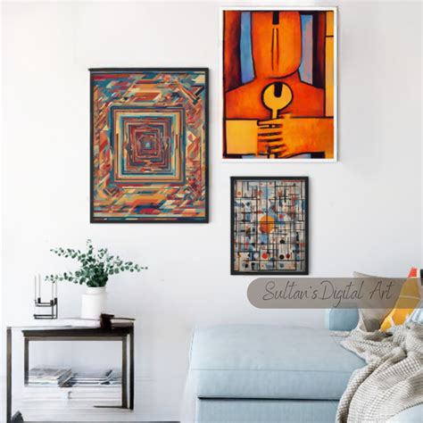 Modern Wall Art Decor Set 12 Printable Eclectic Prints Home Gallery ...