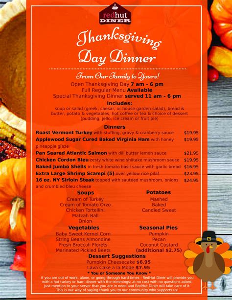 Red Hut Thanksgiving Menu Red Hut