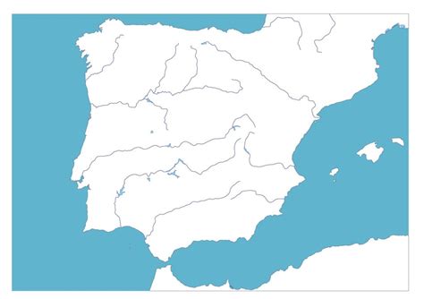 Mapa mudo rios España sin nombre