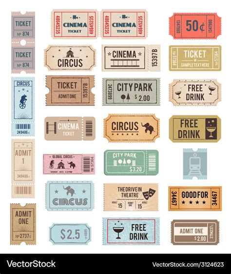 Vintage tickets Royalty Free Vector Image - VectorStock