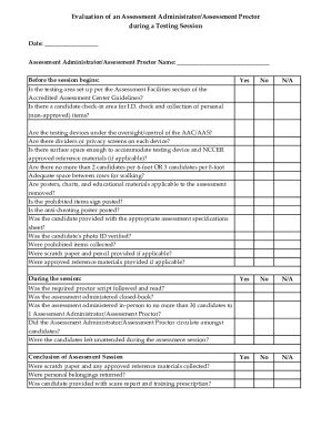 Fillable Online Nccer Force Comsupportsassessment Proctor Required