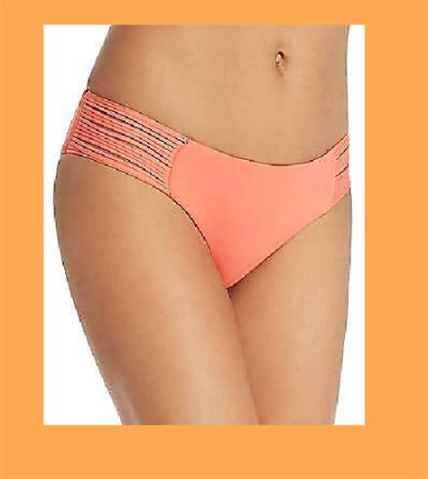 Isabella Rose Beach Solids Strappy Hipster Bikini Bottom Sz S Persimmon