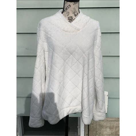 Talbots Sweaters Talbots Xl Soft White Mock Neck Quilted Patterned