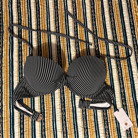 Shade Shore Swim Shade Shore Black White Striped Swim Bikini Halter Top Poshmark