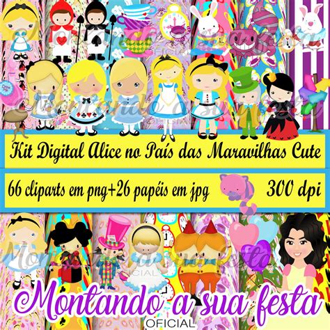 Kit Digital Alice no País das Maravilhas Cute Elo7