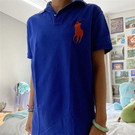 Electric Blue And Orange Ralph Lauren Polo Shirt Depop